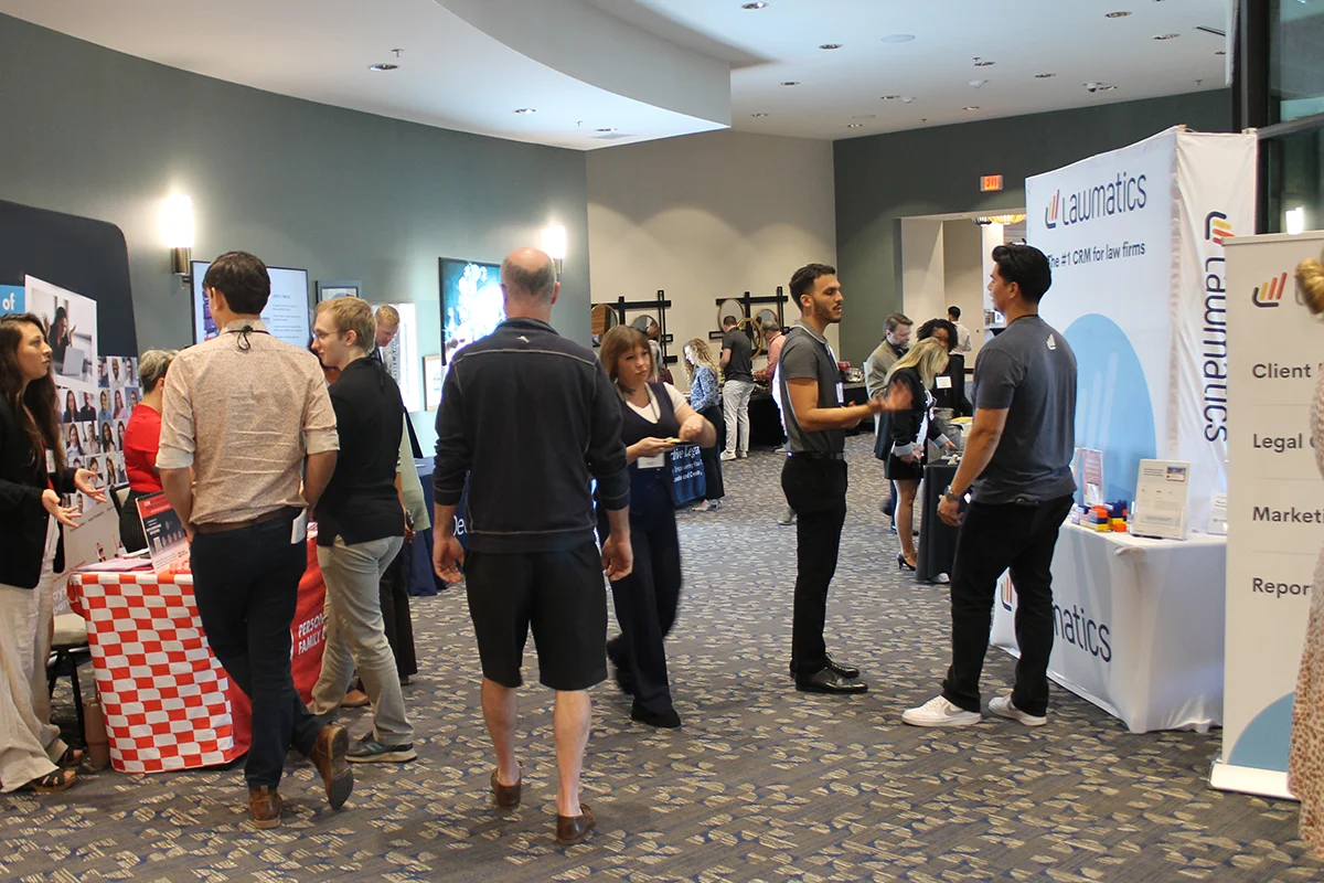 Sponsors and attendees in the exhibit hall